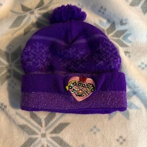 VTG Y2K Youth Girls Powerpuff Girls Cartoon Network PomPom Winter Hat purple